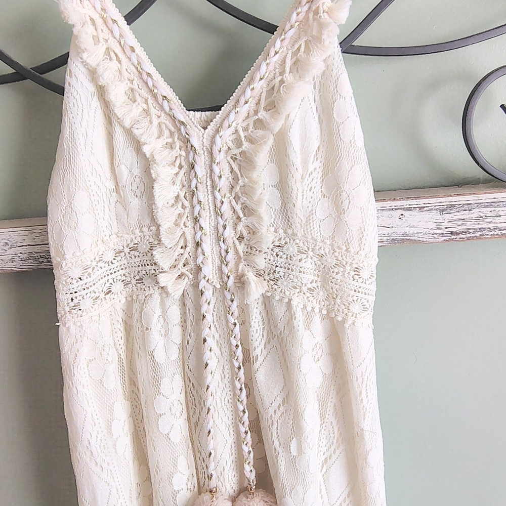Cupshe Ivory Lace Boho Dress